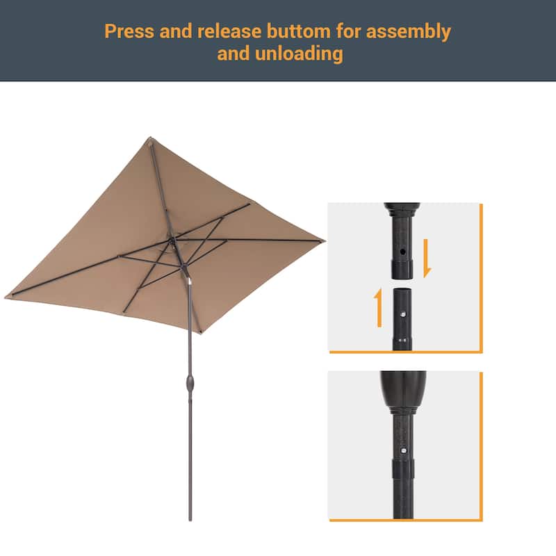 LIVOOSUN 10 x 6.5ft Outdoor Market Patio Umbrella w/Tilt and Crank