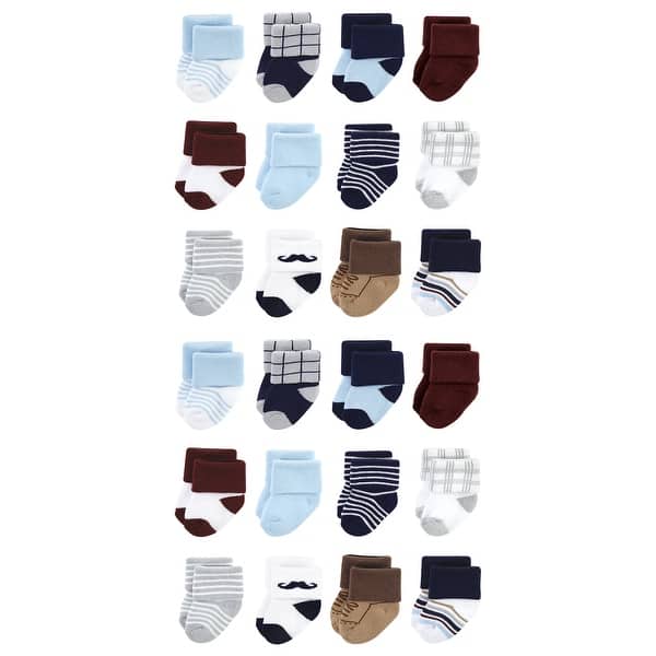 slide 1 of 1, Little Treasure Baby Cotton Rich Terry Socks 24-Pack, Dapper Dude 0-6 Months - Dapper Dude