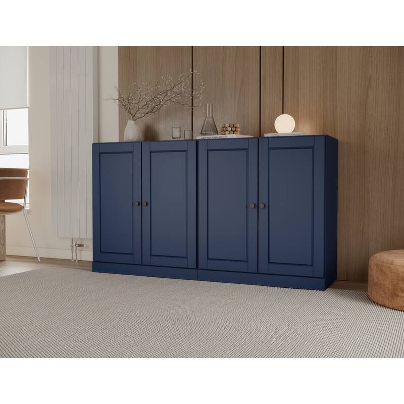 Palace Imports Solid Wood Sideboard, Raised Panel Doors, Adjustable Shelves - Navy