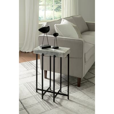 View Point Modern 24" Tall Genuine Marble Top Accent End Table
