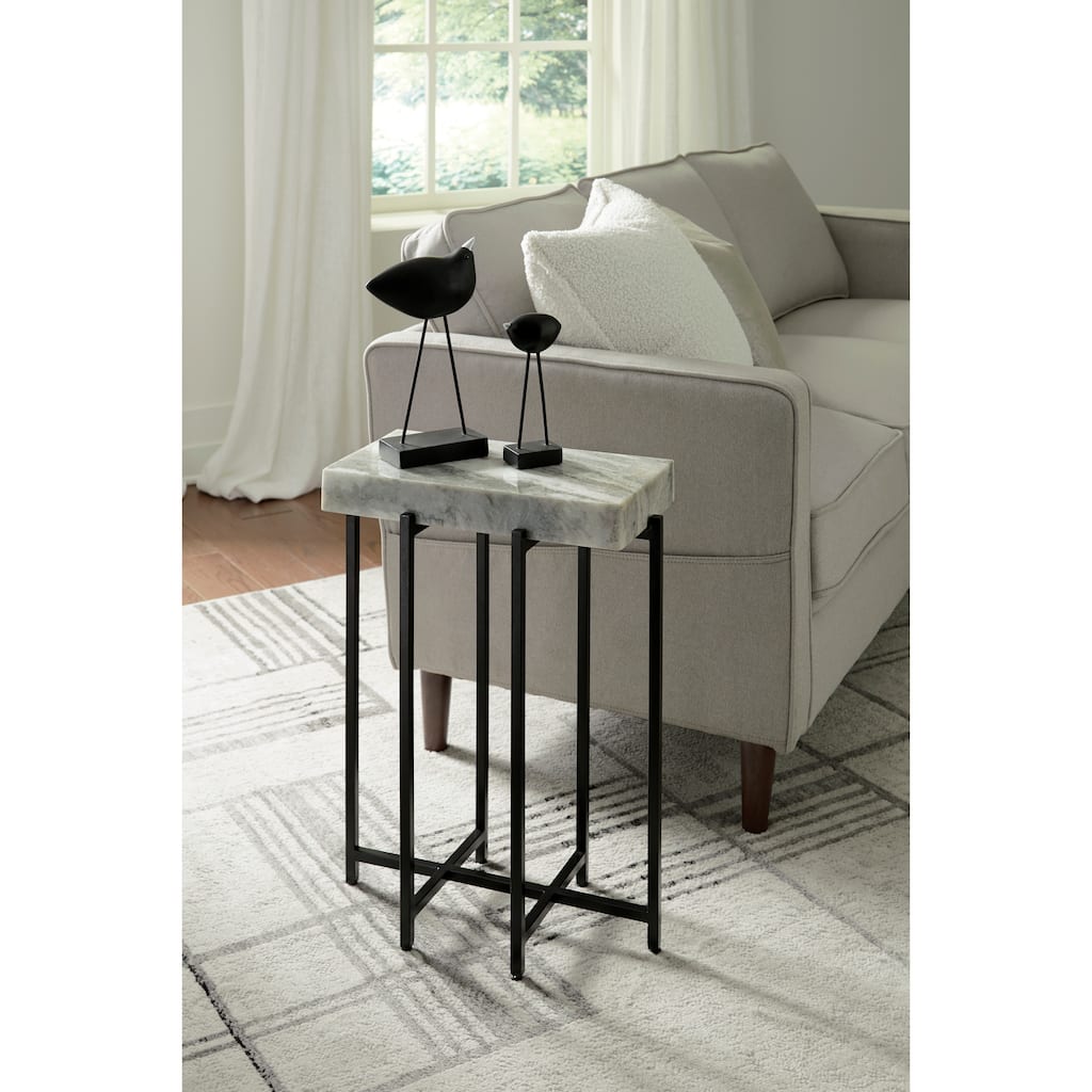 View Point Modern 24" Tall Genuine Marble Top Accent End Table