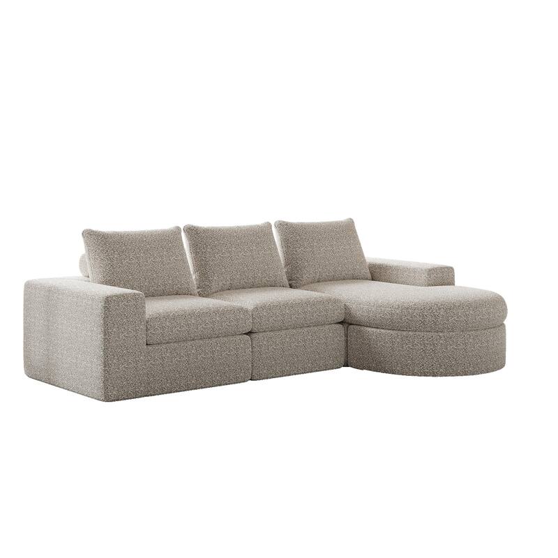 99" L-Shaped Chenille Sectional - 3-Piece Modular Cloud Sofa with Chaise, No Assembly Required