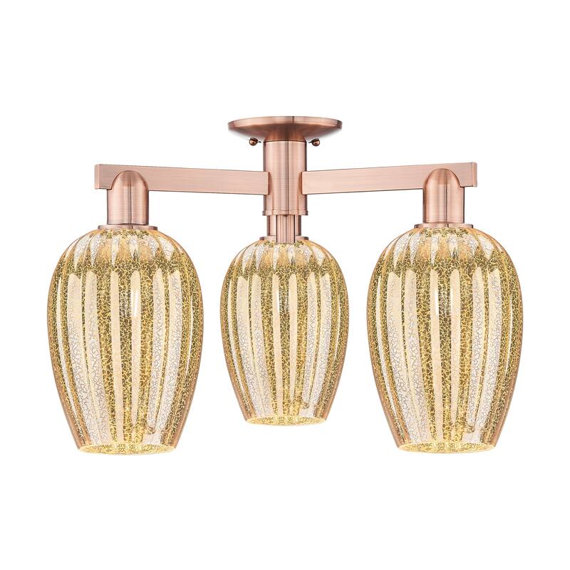 Innovations Lighting Downtown Urban - Preston - 3 Light 24" Flute Shade Semi-Flush Mount