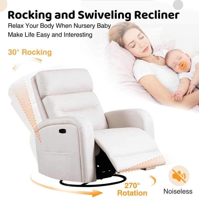 Aemeios Swivel Power Recliner Rocker with USB and Type C Port Set of 2