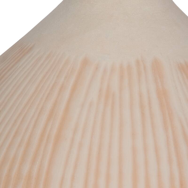 Glass Small Modern Textured Ribbed Vase - Ivory