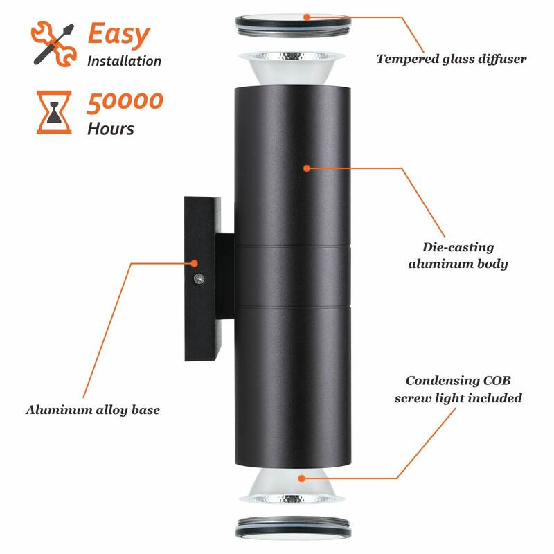 IP65 Integrated LED Cylinder Up Down Wall Light Outdoor