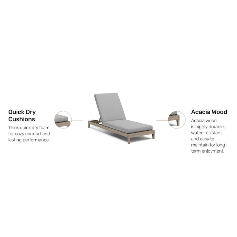 Homestyles Sustain Brown Wood Outdoor Chaise Lounge - 28" x 77" x 12"