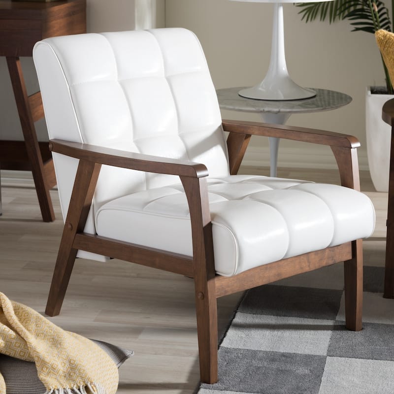 Carson Carrington Karkkila Mid Century White Faux Leather Chair