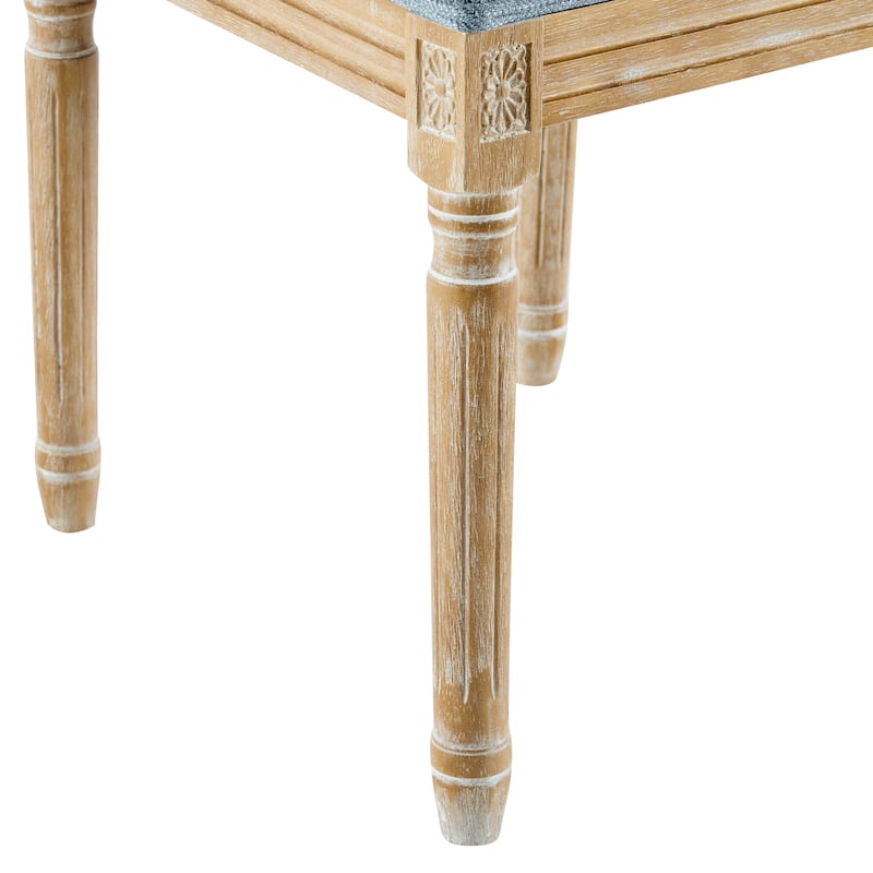 [Set of 2] French Country Dining Chairs - Elegant Cane Backrest & Upholstered Seats with Fluted Legs- Solid Rubberwood Frame