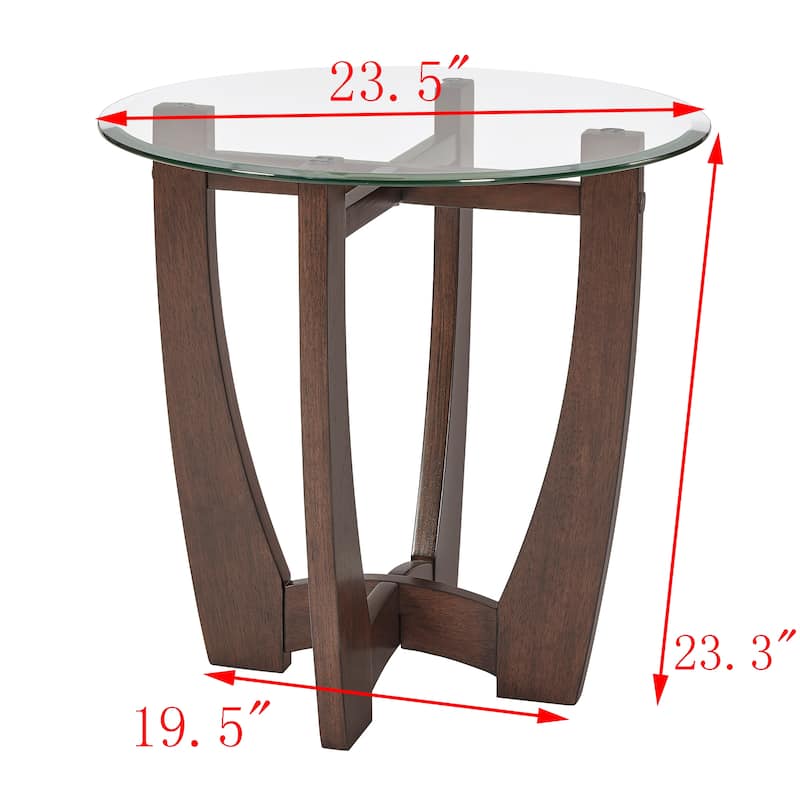 23.5-Inch Round Tempered Glass Coffee Table - Modern Centerpiece for Compact Spaces‌ - 23.5 inch