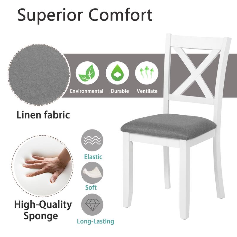 Wooden Dining Chairs Set of 4, Kitchen Chair with Padded Seat, Upholstered Side Chair for Dining Room, Living Room, Kitchen