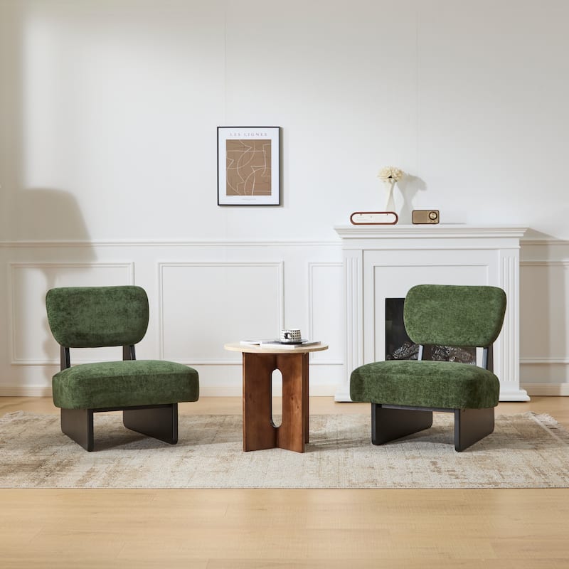Christopher Knight Home -Vincent Minimalist Polyester Upholstered Lounge Chair （Set of 2） - Black+Green