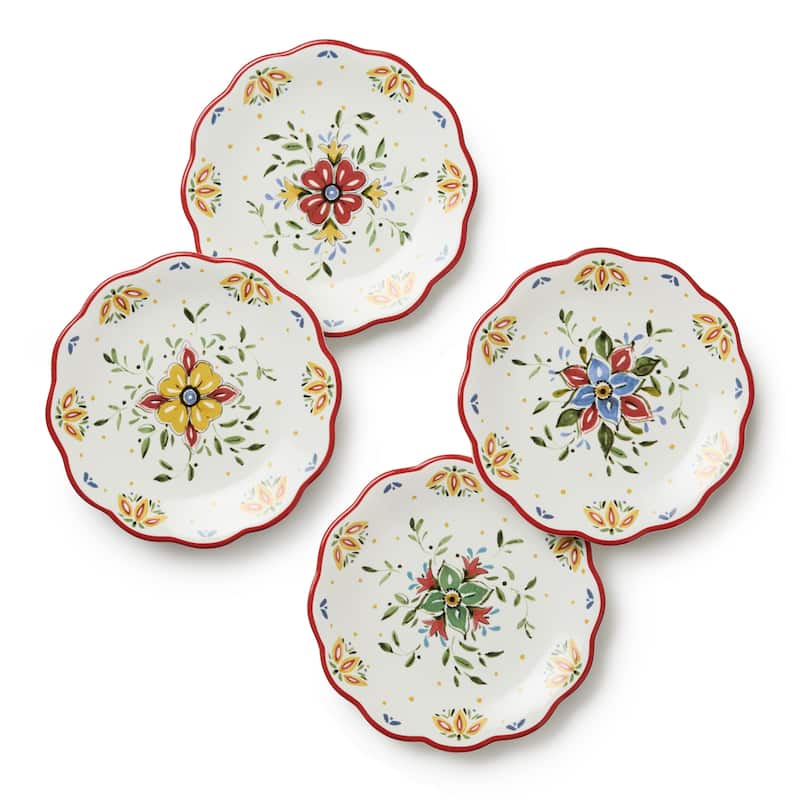 Certified International Provence 6" Canape/Luncheon Plates,Set of 4 Assorted Designs - 6'' W x 6'' D x 0.75'' H