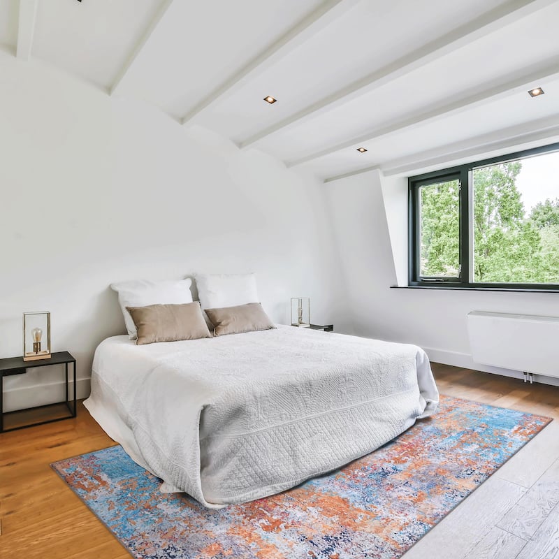 4x6 Area Rugs for Living Room,Washable Rug, Low-Pile, Non-Slip, Non-Shedding, Foldable, Kid & Pet Friendly - 6' x 7'