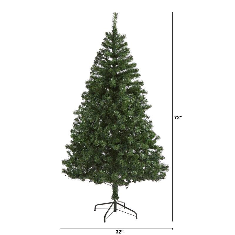 6ft Slim Pencil Christmas Tree - Realistic Artificial Holiday Tree with Metal Stand - Green - 72