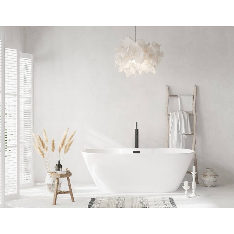 Nicolette Bathtub in Glossy White - Glossy White with Matte Black Trim - 67"