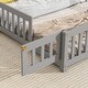 preview thumbnail 5 of 5, Full Size House Frame Floor Bed with Fence Guardrails, Grey