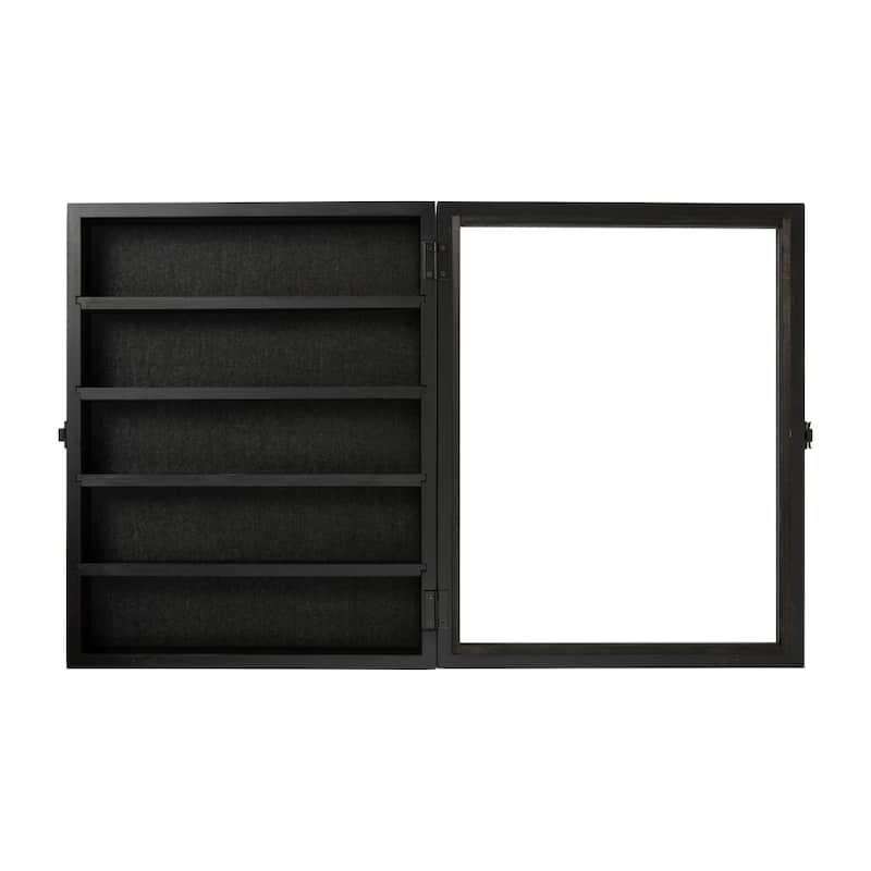 Wooden Medals Display Case with Removable Shelves