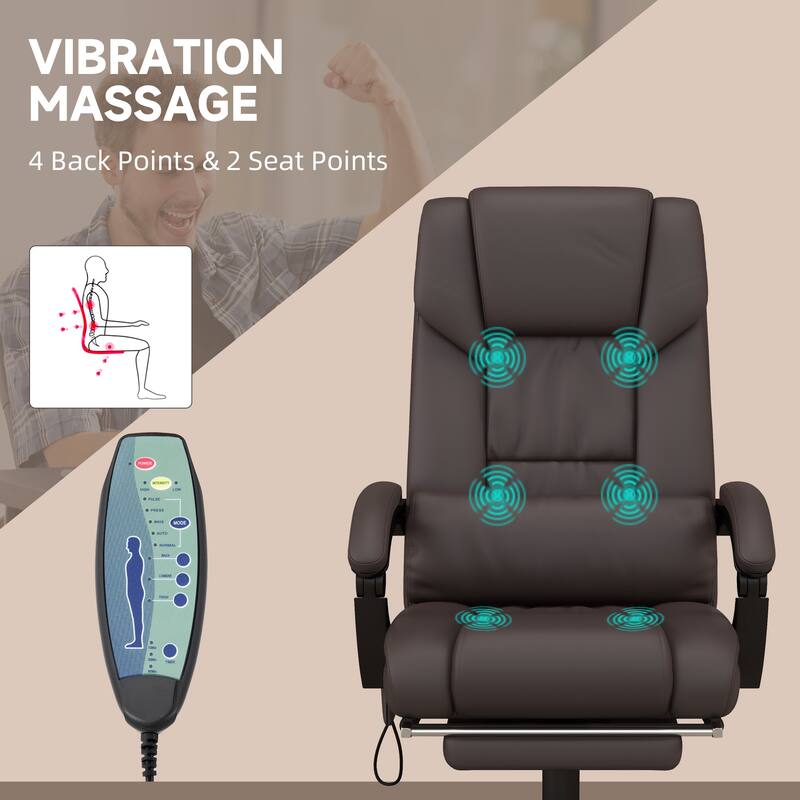 High Back Vibration Massage Office Chair Reclining Office Chair with Hight Adjustable Footrest and Remote, for Office