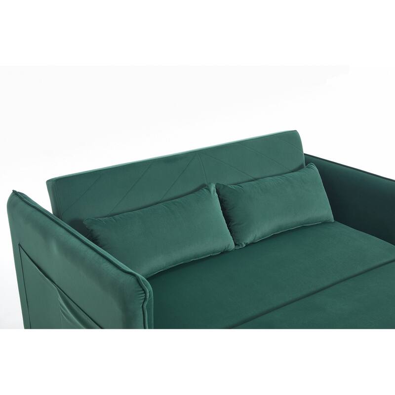 55" Velvet Small Loveseat Lounge Couches with 2 Pillows and Reclining Backrest - 2 Seat