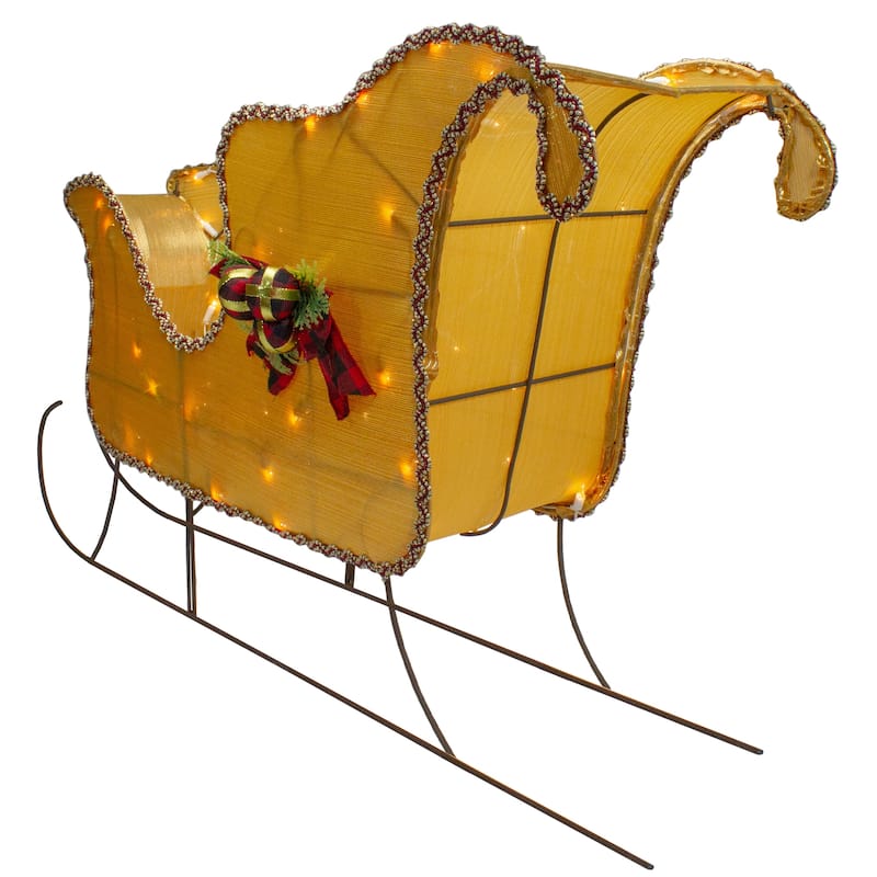 Lighted Gold Shiny Christmas Sleigh Outdoor Yard Decoration 36-inch - 36"