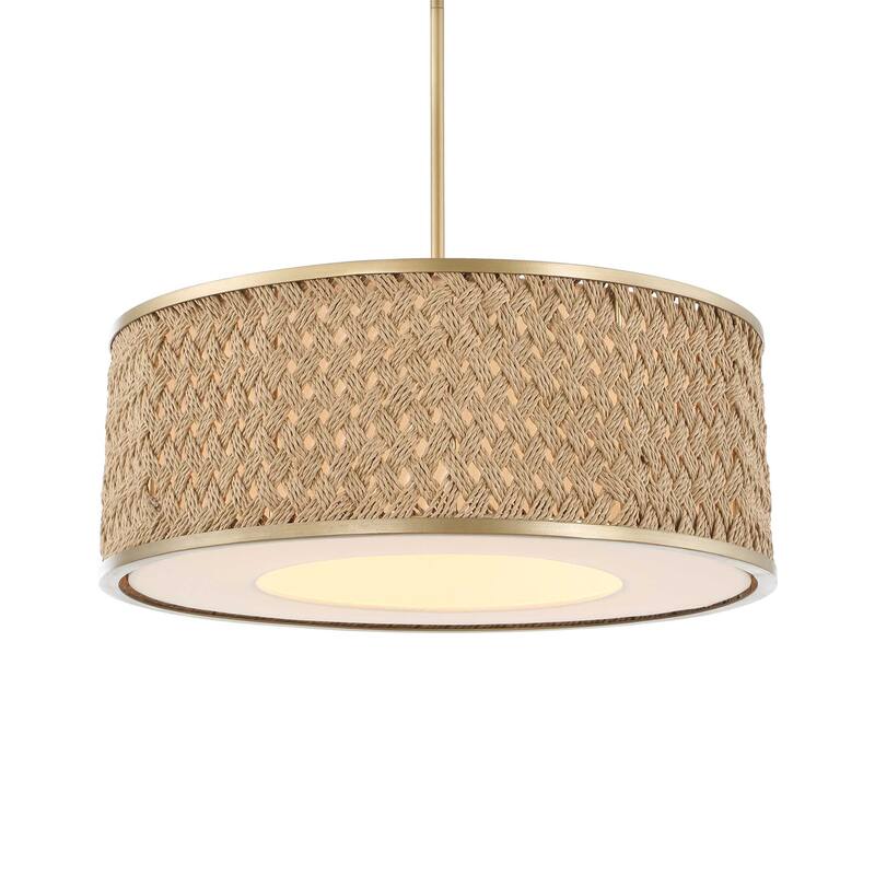 Uttermost Pinchot 4 Light Rattan Drum Pendant - 22.25"W x 22.25"D x 8.5"H