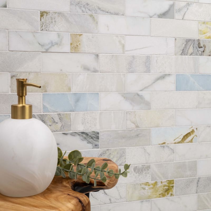 Ackland AKM-S-2X6SWP-CA 12" x 12" Marble Subway Floor and Wall Tile -