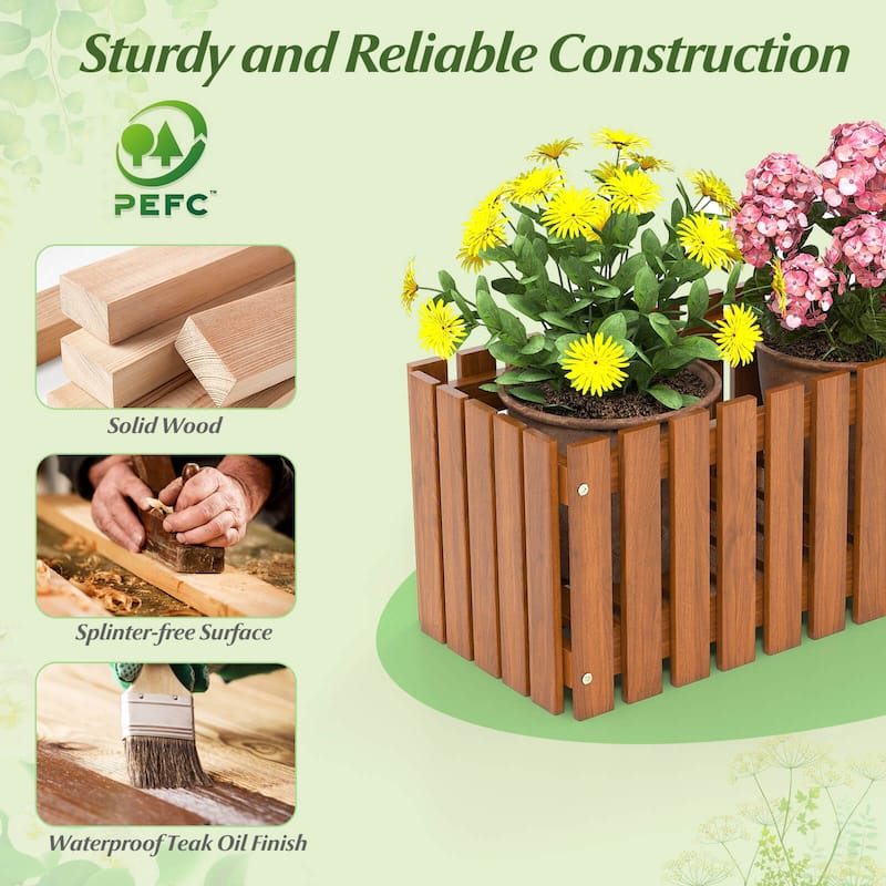 Costway 1/2 PCS Solid wood patio furniture outdoor slat style flower