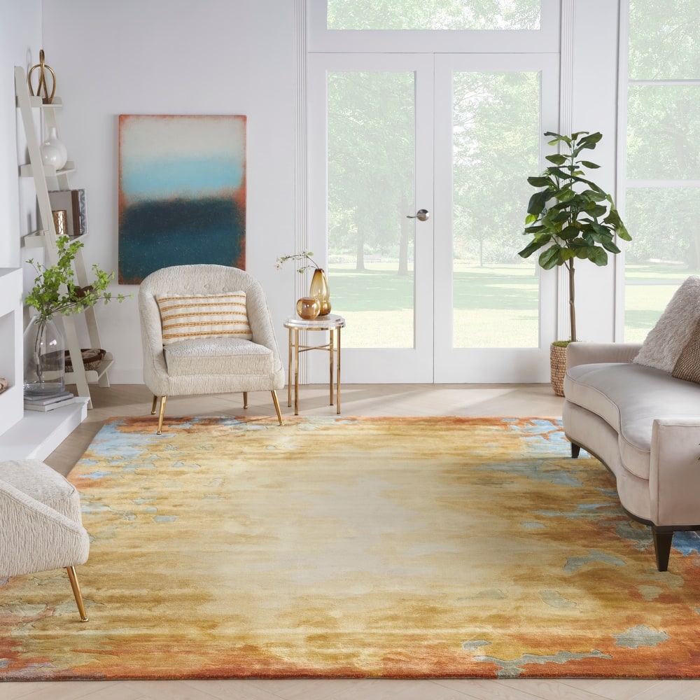 Nourison Prismatic Modern Abstract Golden Yellow Multicolor Area Rug