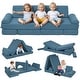 preview thumbnail 1 of 8, 12 Pcs Kids Modular Couch, Toddlers Couch Child Sectional Sofa, Playroom Bedroom Furniture for Boys and Girls, Blue Blue