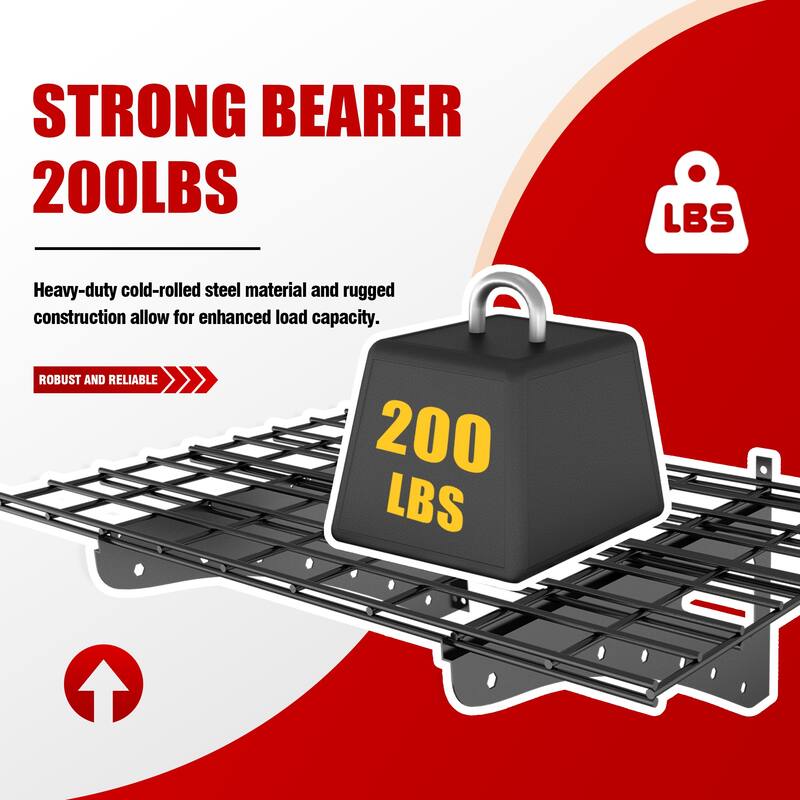 Black Metal Wall-Mounted Shelf Bracket with Heavy-Duty 200lb Load Capacity - 35.43 x 23.62 x 12 in