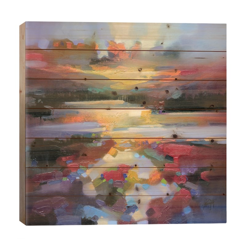 Glen Spean Red Print On Wood by Scott Naismith - Multi-Color - 26x26x1.5