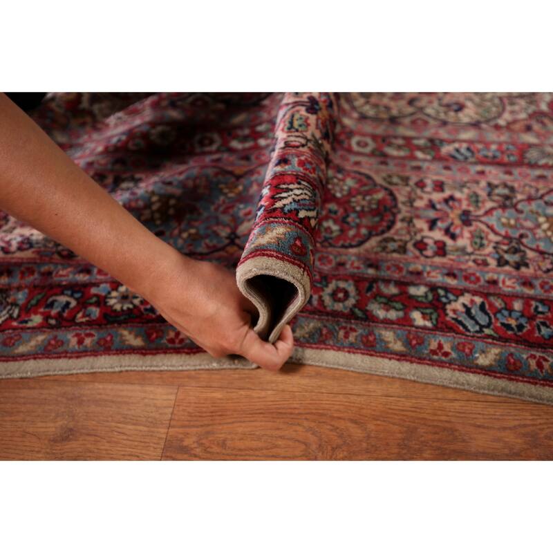 Vegetable Dye Agra Indian Antique Area Rug Hand-Knotted Wool Carpet - 9'1" x 12'2"