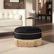preview thumbnail 25 of 91, Yolanda 24" Upholstered Round Accent Ottoman Jet Black Woven