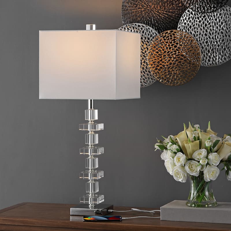 SAFAVIEH Lighting 28 inch Crystal Deco Crystal Table Lamp (Set of 2)