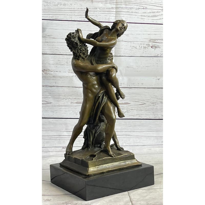 Signed Greek God Pluto Abduction Of Sabine Woman Bronze Mythical Sculpture
