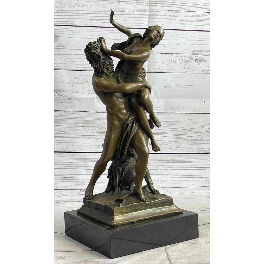 Signed Greek God Pluto Abduction Of Sabine Woman Bronze Mythical Sculpture