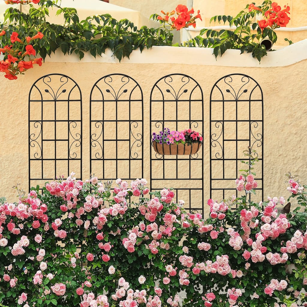 4 Pack Metal Garden Trellis 86.7in x 19.7in Rustproof Trellis