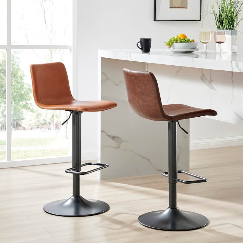 NPD Furniture Bruce Faux Leather Gaslift Bar Stool (Set of 2)