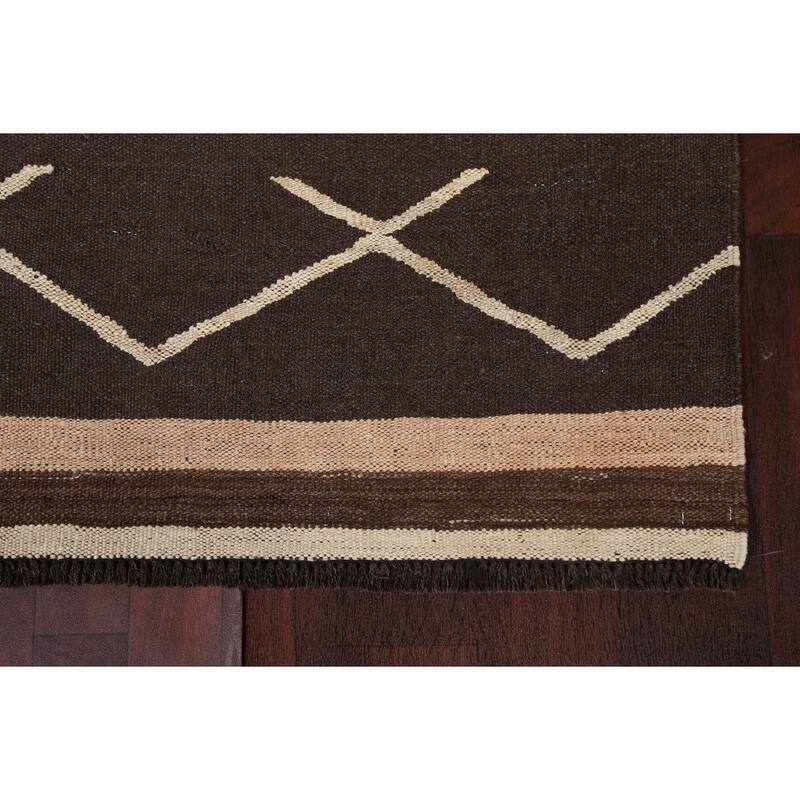 Natural Dye Kilim Oriental Staircase Runner Rug Hand-woven Wool Carpet - 3'5" x 12'8"