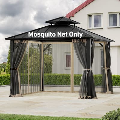 Gazebo Mosquito Netting Replacement Universal 4-Panel Sidewalls 10' x 10', Replacement for Patio Canopy (Mosquito Net Only)