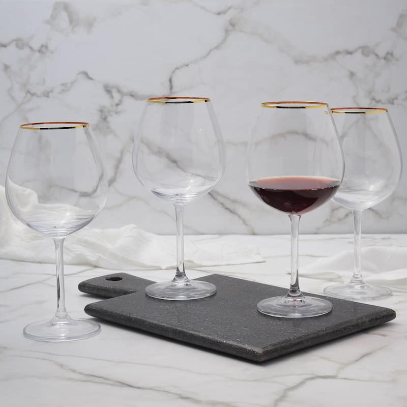 Mikasa Julie Gold Set of 4 Wine Glasses