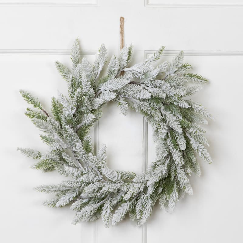 Heavily Flocked Artificial Pine Christmas Wreath - 16.5"