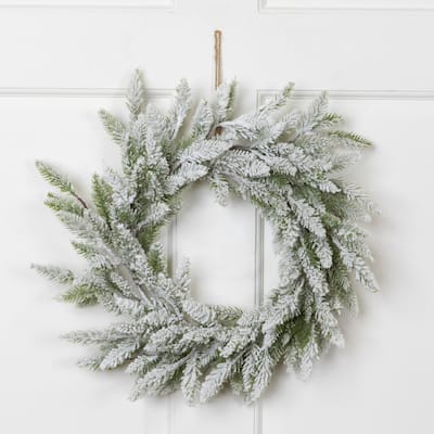 Heavily Flocked Pine Artificial Christmas Wreath - 16.5" -Unlit