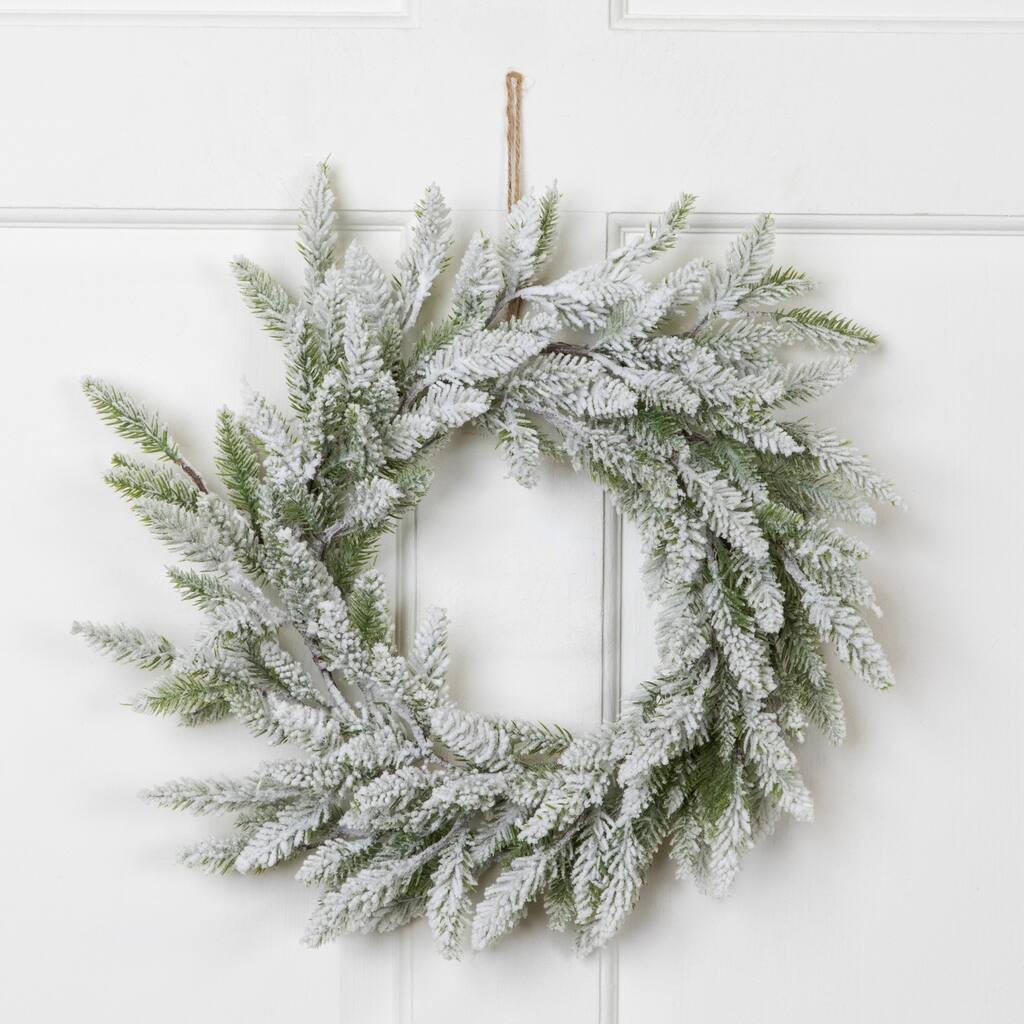 Heavily Flocked Pine Artificial Christmas Wreath - 16" - Unlit