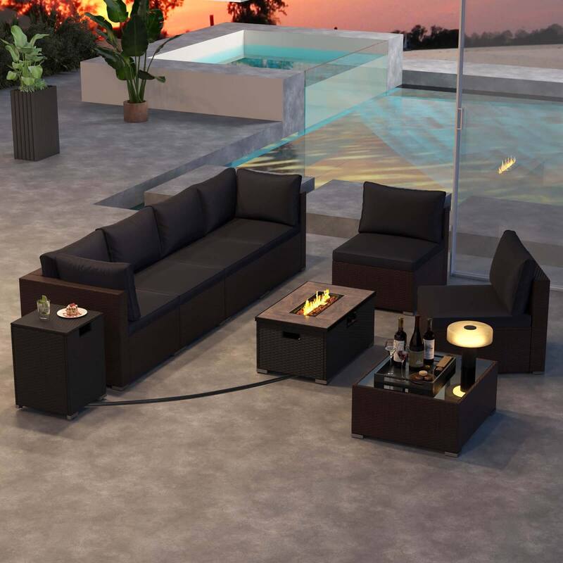 Patiojoy 12 PCS Outdoor Furniture Set with 32" Fire Pit Table and - See Details