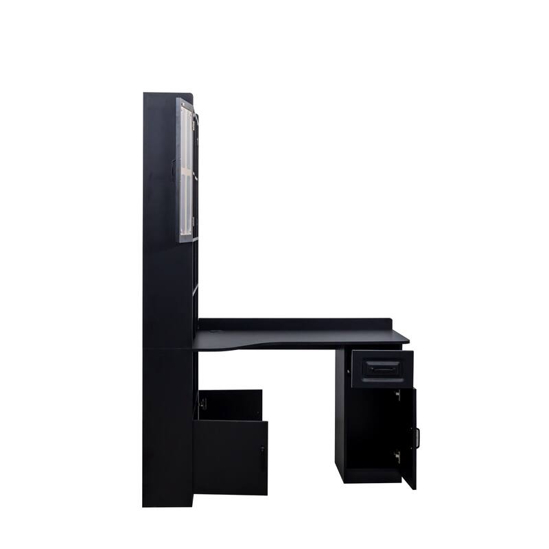 L-Shaped Corner Computer Desk for Home Office or Study desk, Study Modern Style Table with Drawers, Bookshelf & Hutch