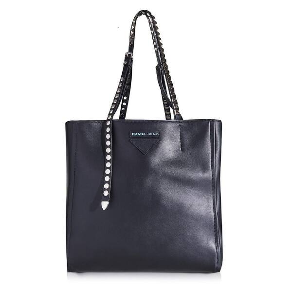 Shop Prada Etiquette Concept Nero Black Calfskin Calf Leather