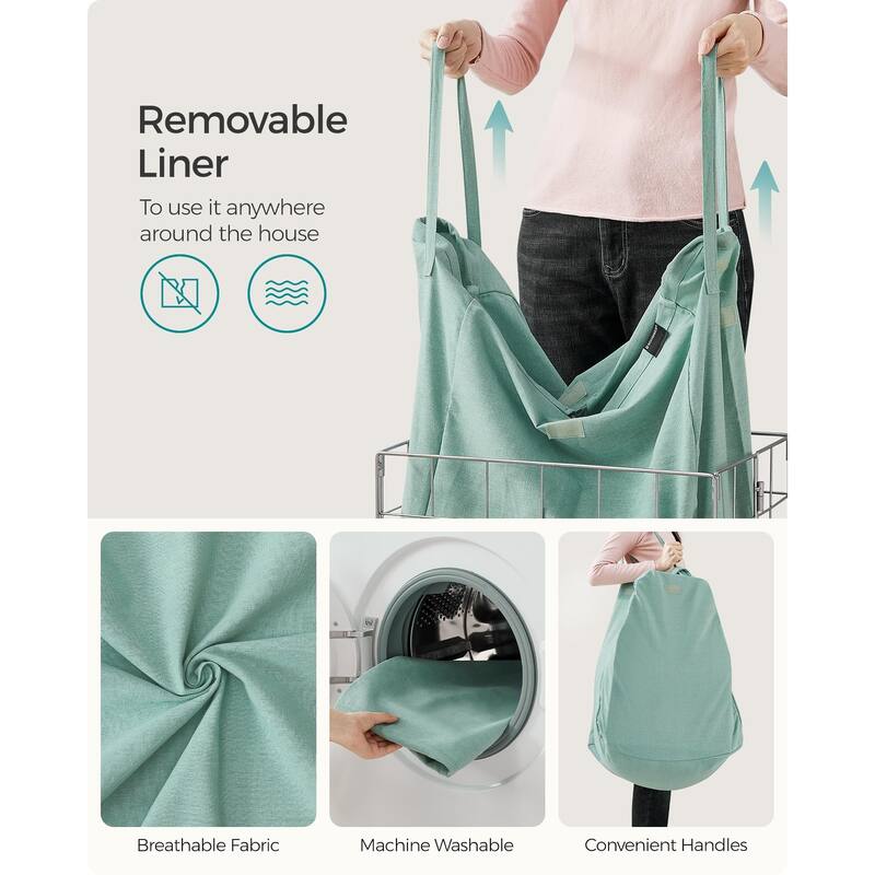 Laundry Hamper, 23.8 Gal (90L) Laundry Basket, Collapsible Clothes Hamper, Removable and Washable Liner, Metal Wire Frame