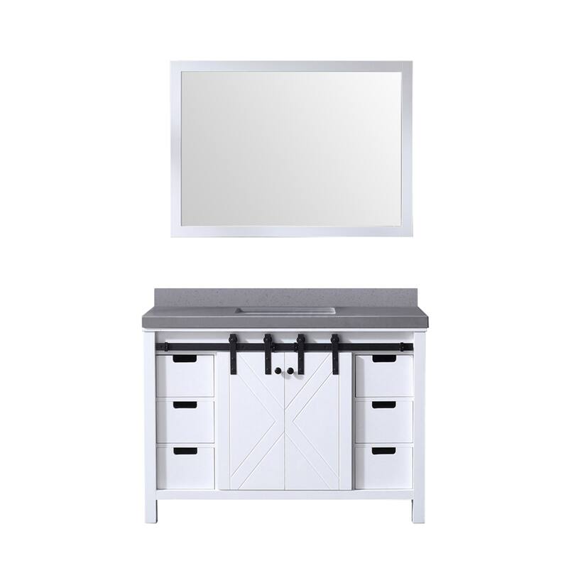 Marsyas Bath Vanity, Grey Quartz Countertop and Mirrors - 48
